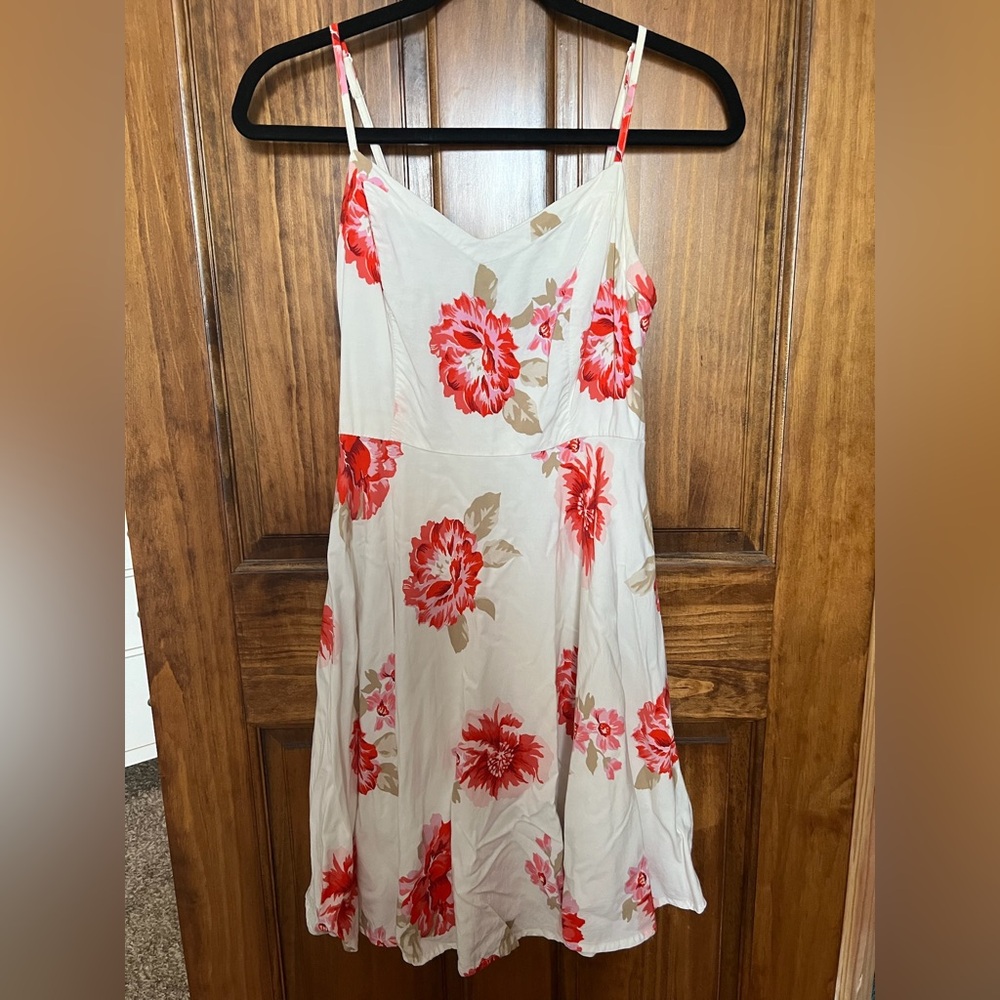 White Dress with Pink Floral Accents